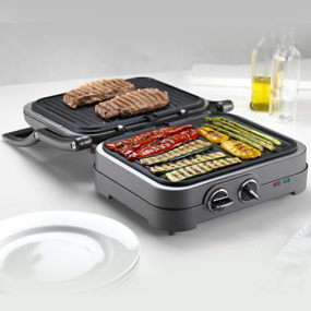  Grătar electric multifuncțional, Cuisinart, Gri, GR47BE, 4 niveluri de temperatură, 1600W